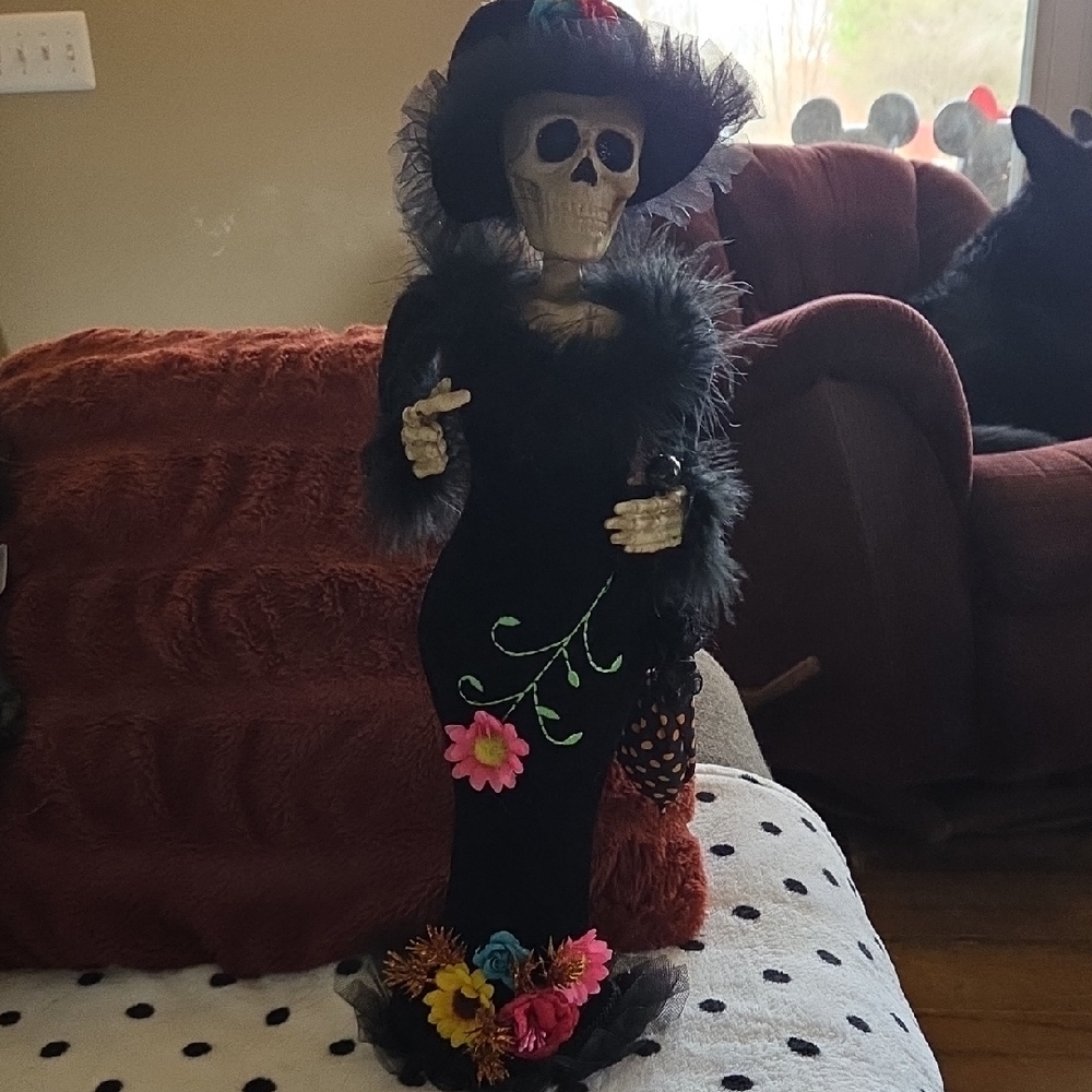 Elegant Skeleton Costume with Black and Multicolor Accents